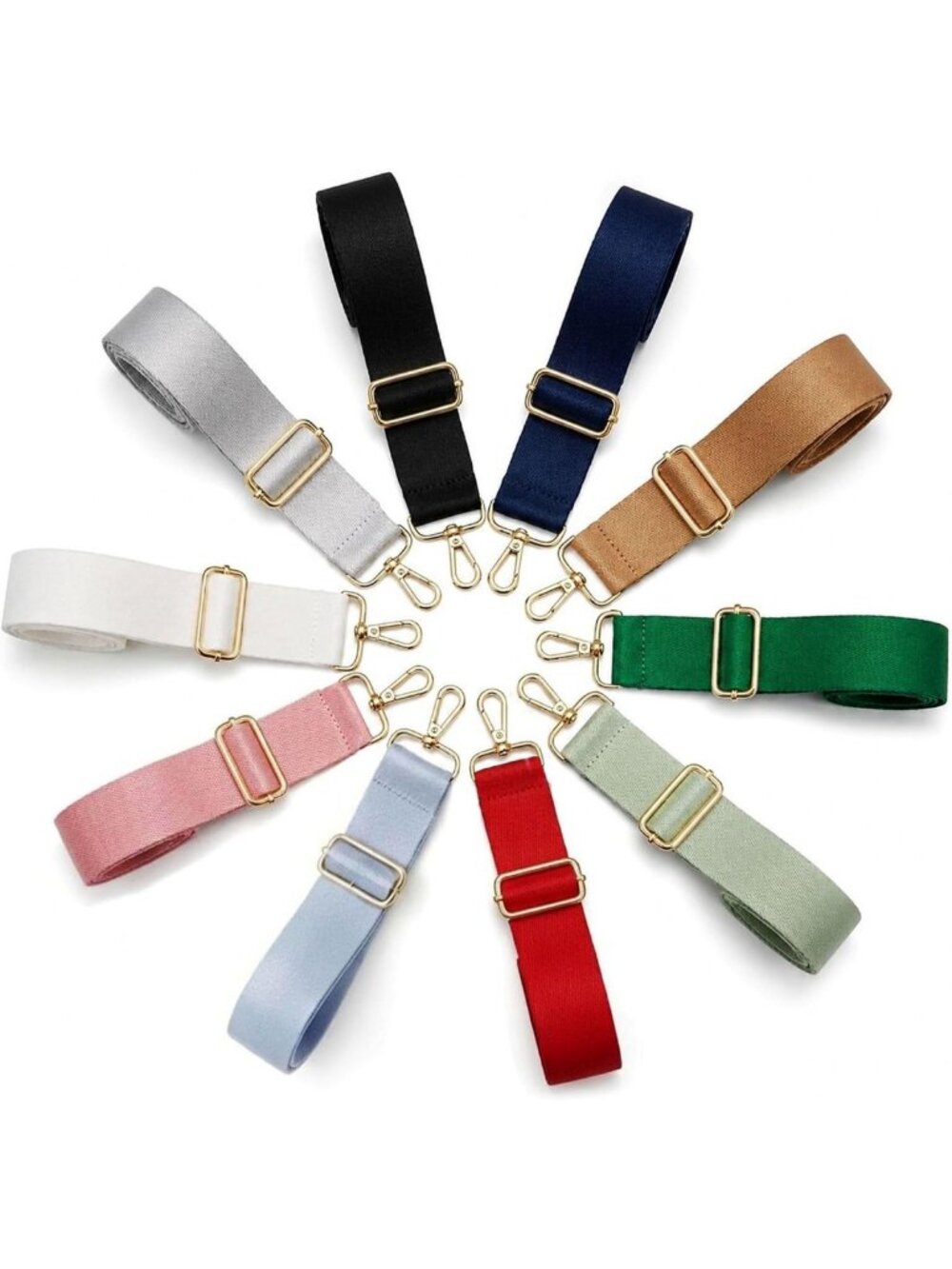 10 Pack Adjustable 1.5" Wide Colorful Purse Straps for Handbags & Crossbody Bags